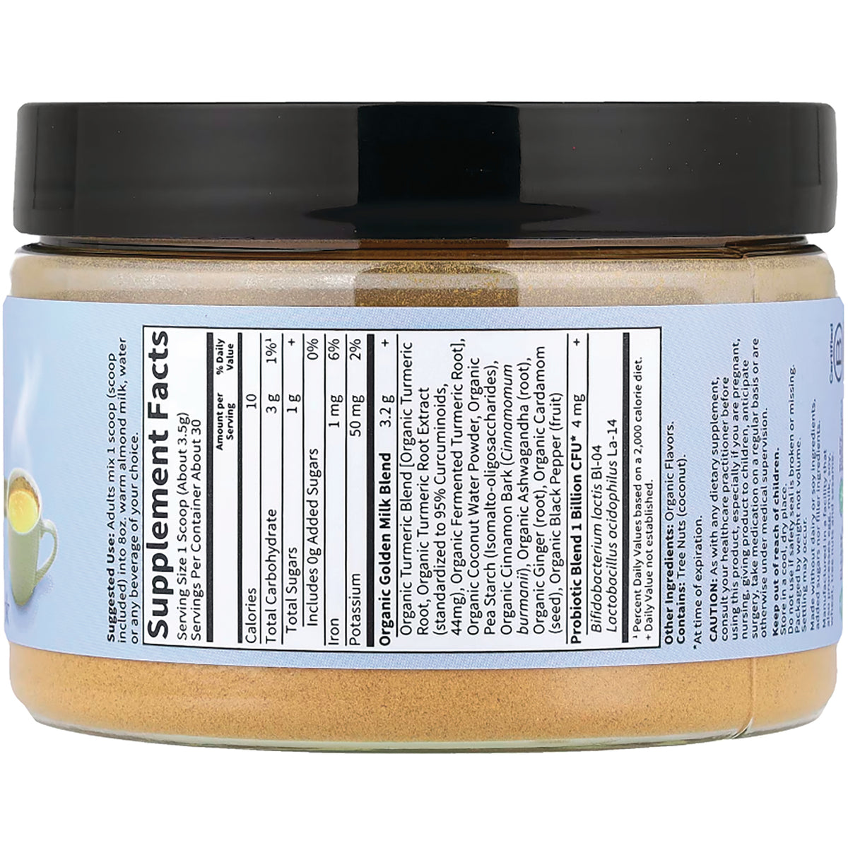 GLF258 | jar back label showing Supplement Facts panel and ingredient list
