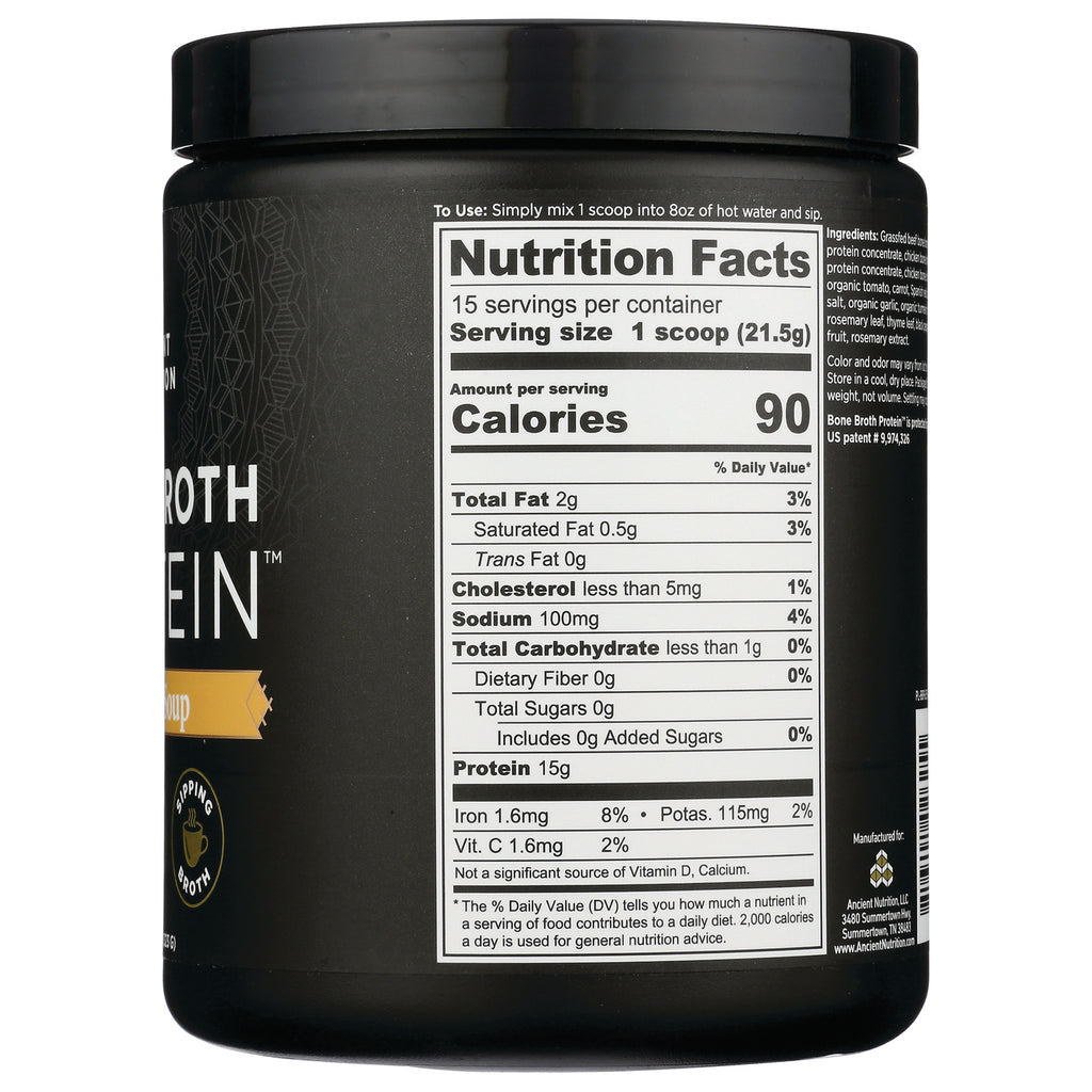 ATN095 | Nutrition Facts label showing serving size 1 scoop (21.5g), 90 calories, 15g protein - Thumbnail