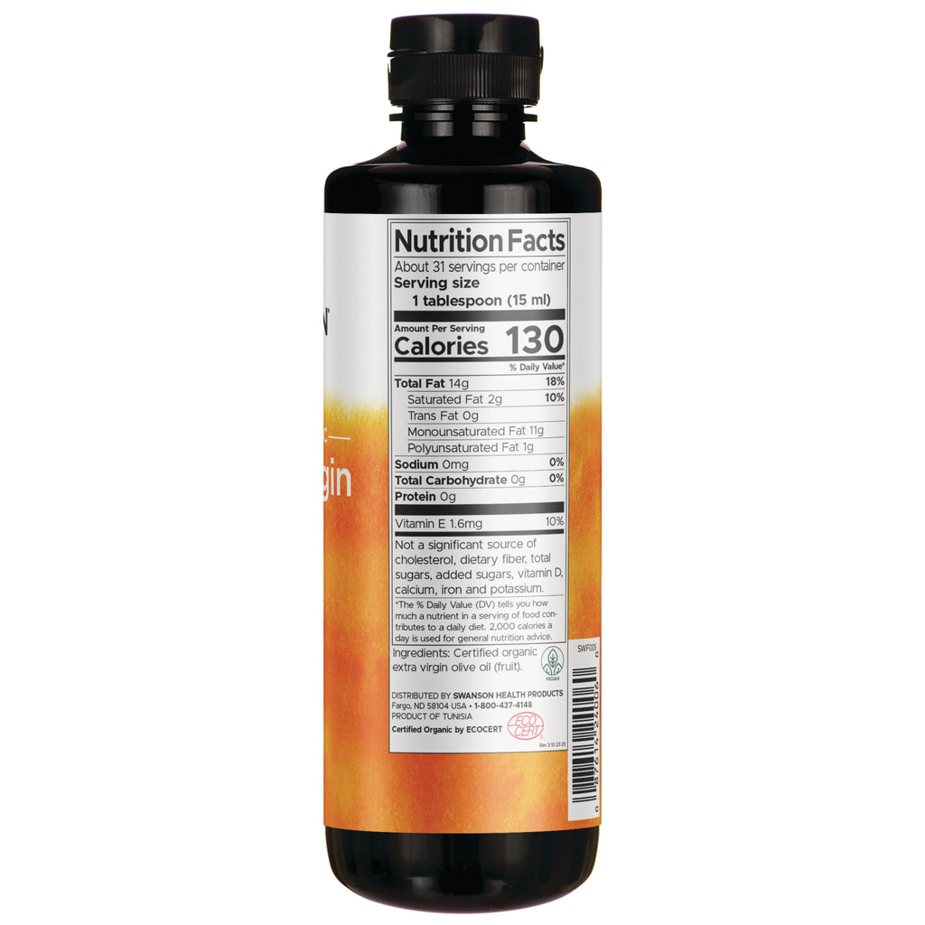 SWF006 | Back label with Nutrition Facts for organic extra virgin olive oil, 1 tbsp serving, 130 calories - Thumbnail