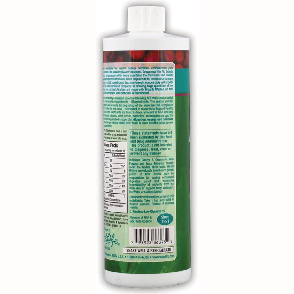 ALI002 | Back label of white bottle showing nutrition facts, barcode, and product warnings - Thumbnail