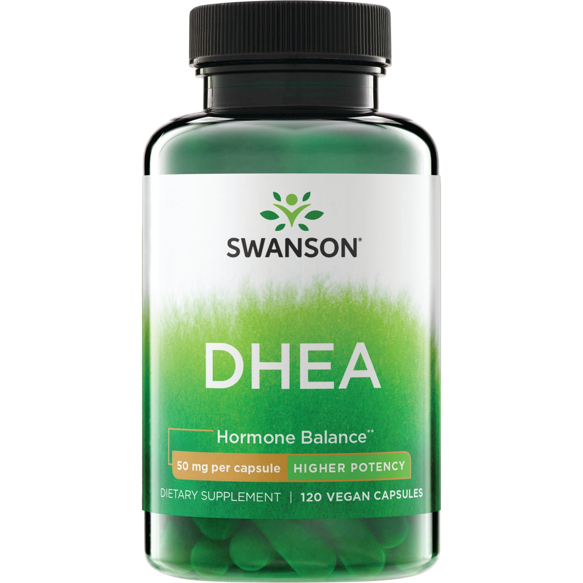 SWU261 | Swanson DHEA Hormone Balance, 50 mg per capsule, Higher Potency, 120 vegan capsules bottle front