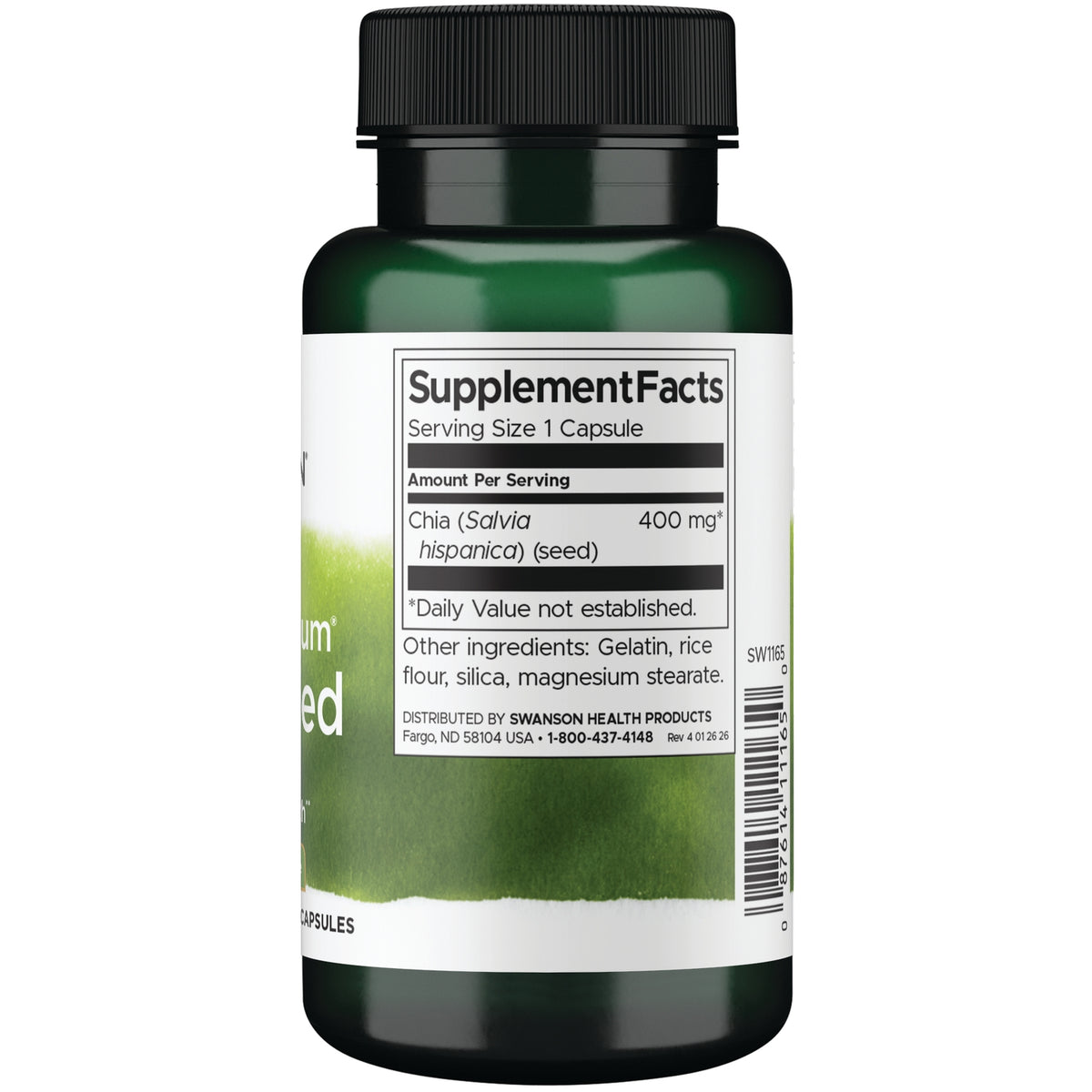 SW1165 | Back label with Supplement Facts panel and serving information