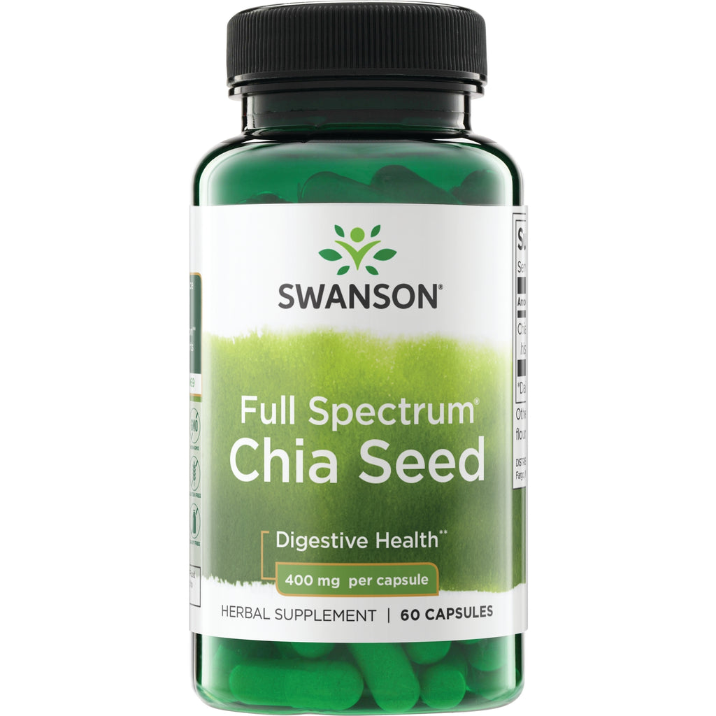 SW1165 | Swanson Full Spectrum Chia Seed supplement, source of fiber, 400 mg per capsule, 60 capsules - Thumbnail