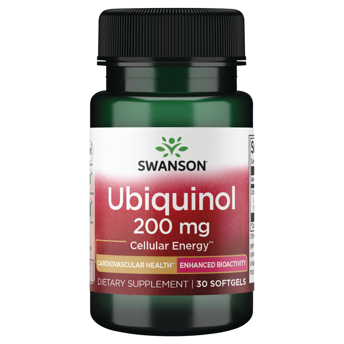 SWU1117 | Swanson Ubiquinol 200 mg softgels bottle, 30 count