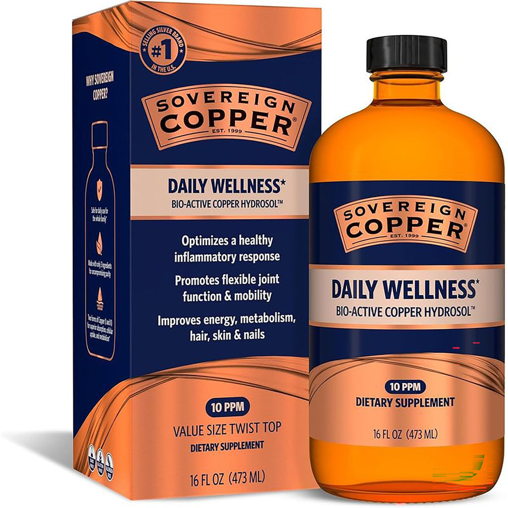 SSL013 | Sovereign Copper Bio-Active Copper Hydrosol front label, Daily+ Wellness, 16 fl oz - Thumbnail