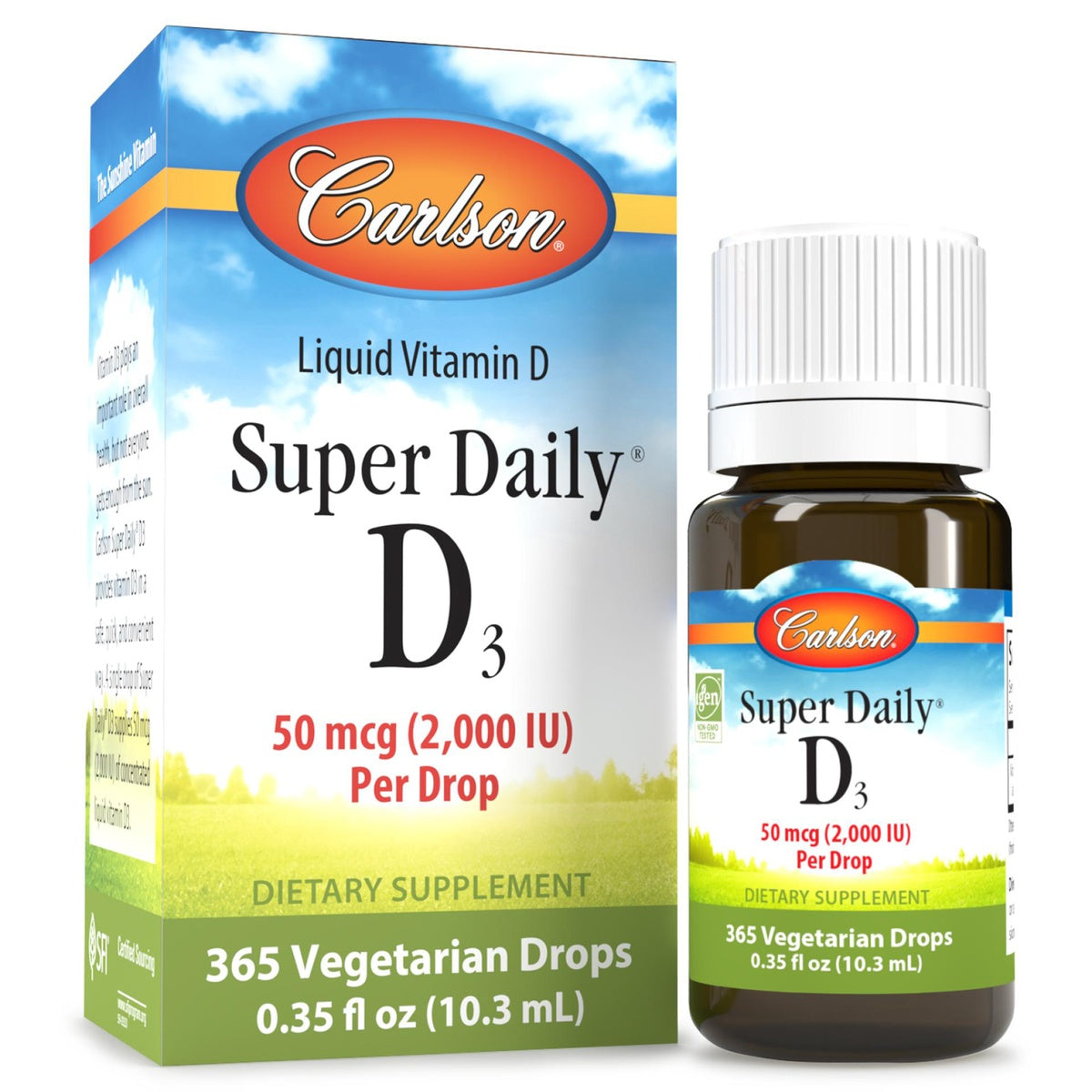 Carlson Super Daily D3 liquid vitamin, 2,000 IU (50 mcg) per drop, 365 vegetarian drops 0.35 fl oz