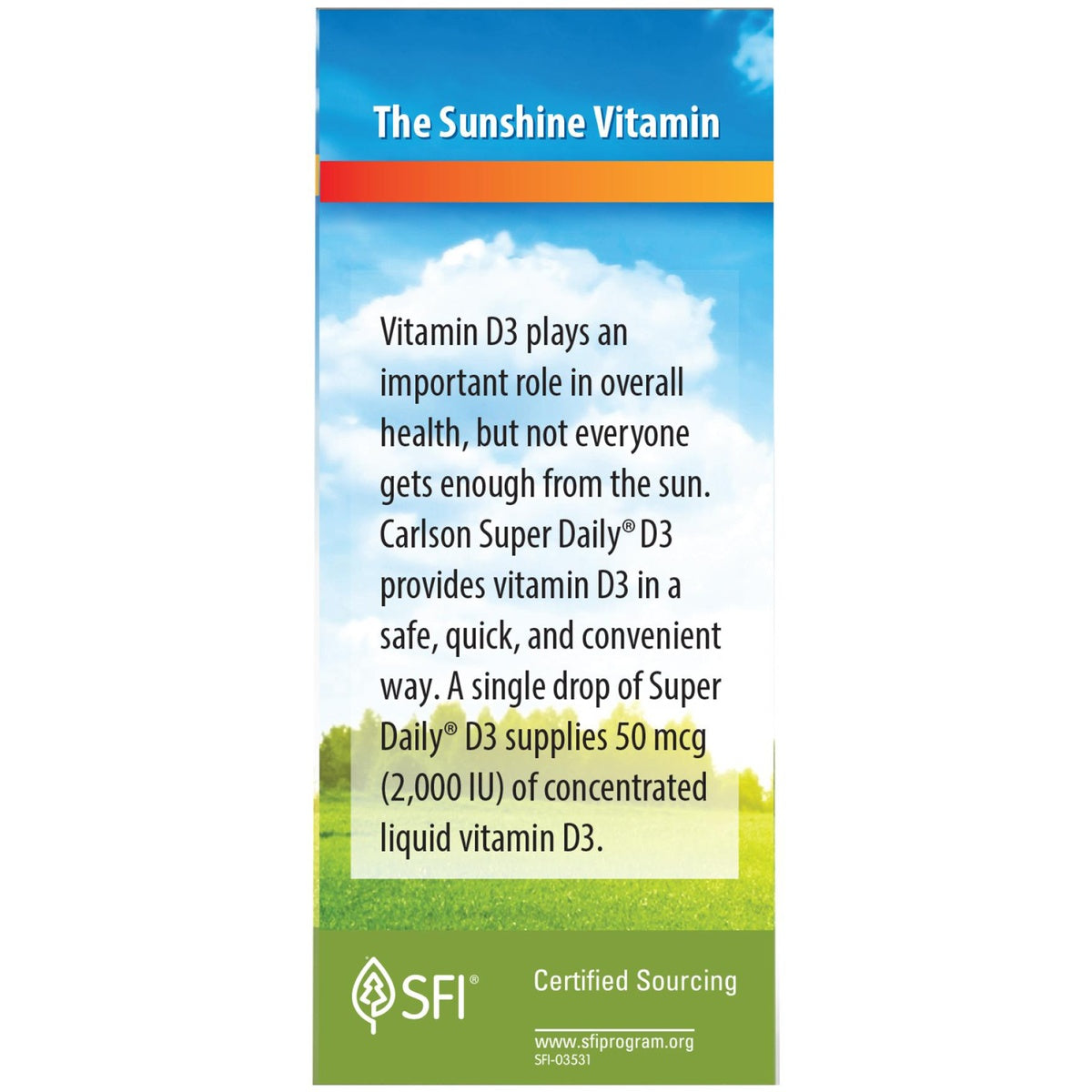 CSN192 | Certified Sourcing infographic for Carlson Super Daily D3 liquid vitamin D3