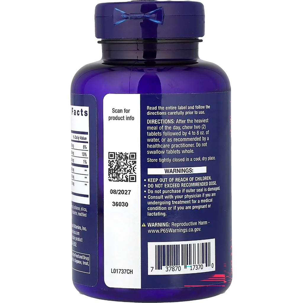 LE566 | Back of supplement bottle with directions, warnings, QR code, and barcode - Thumbnail