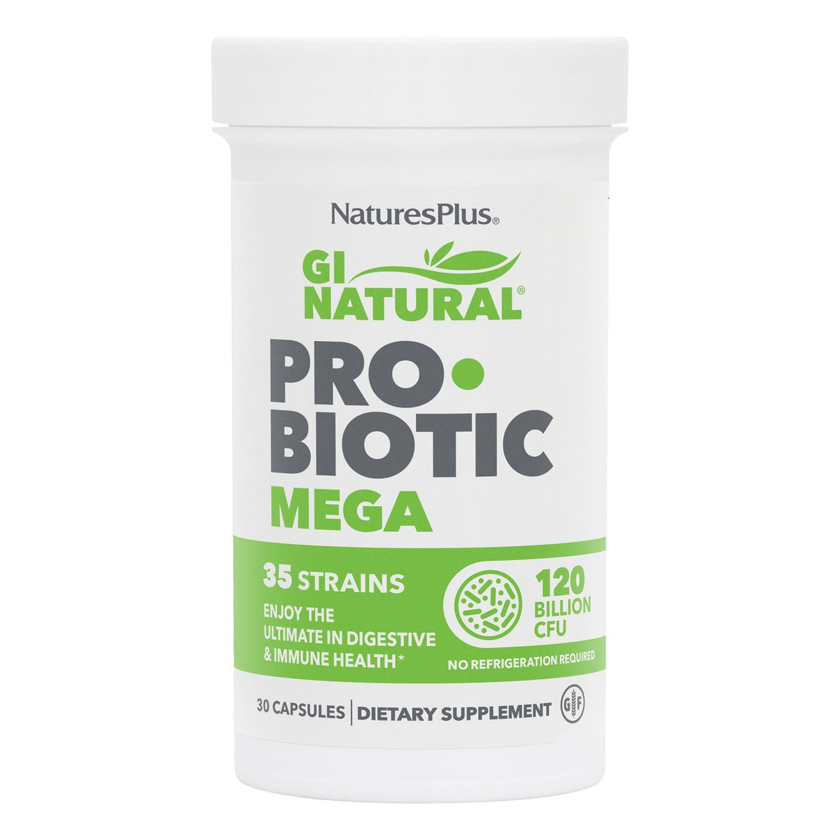 NTP359 | NaturesPlus GI Natural Probiotic Mega bottle, 30 capsules, 120 billion CFU