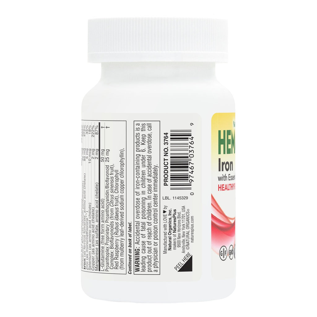 NTP358 | Back label of a white supplement bottle showing ingredients, warning text, and barcode - Thumbnail