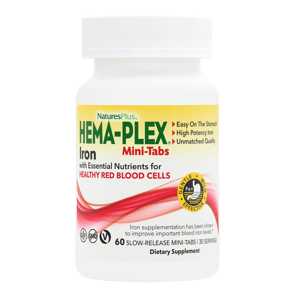 NTP358 | NaturesPlus Hema-Plex Mini-Tabs iron supplement bottle with 60 slow-release mini-tabs - Thumbnail