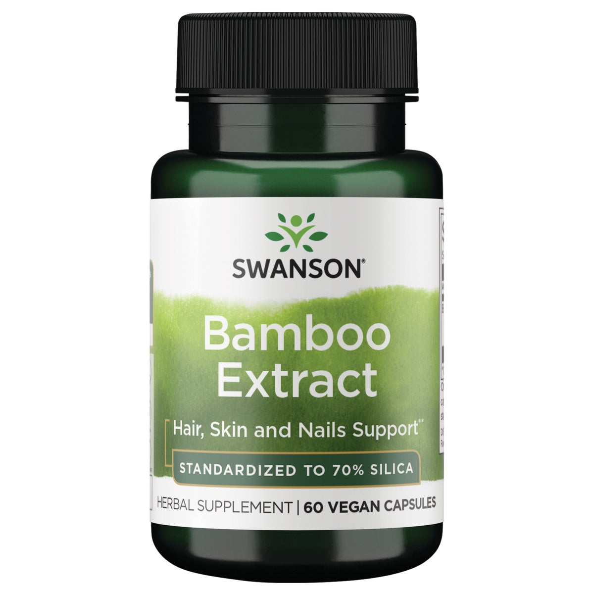SWH190 | Swanson Bamboo Extract, Hair, Skin and Nails Support, standardized to 70% silica, 60 vegan capsules