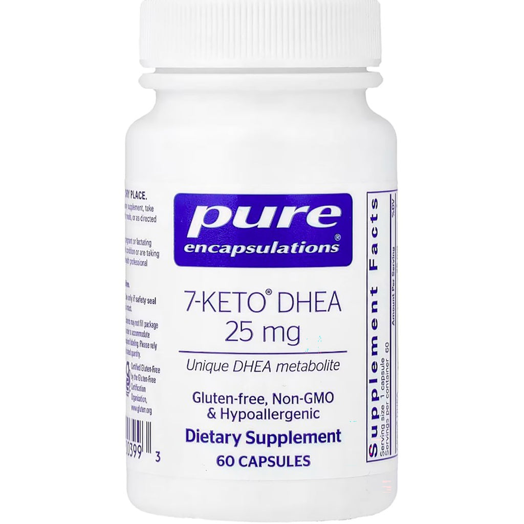 PRN073 | white supplement bottle labeled pure encapsulations 7-KETO DHEA 25 mg 60 capsules - Thumbnail