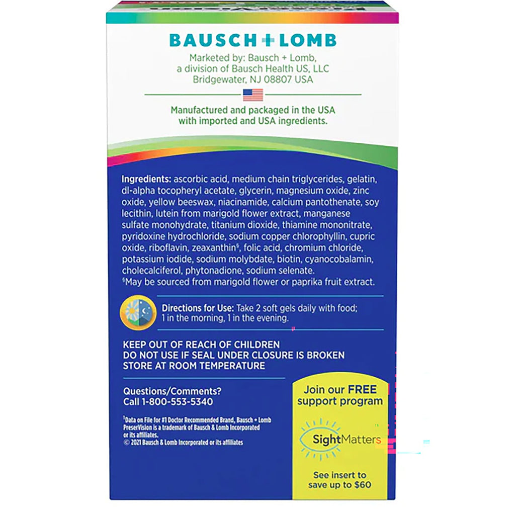 BNL027 | Bausch + Lomb product box back with ingredients, directions, warnings, and SightMatters support program - Thumbnail