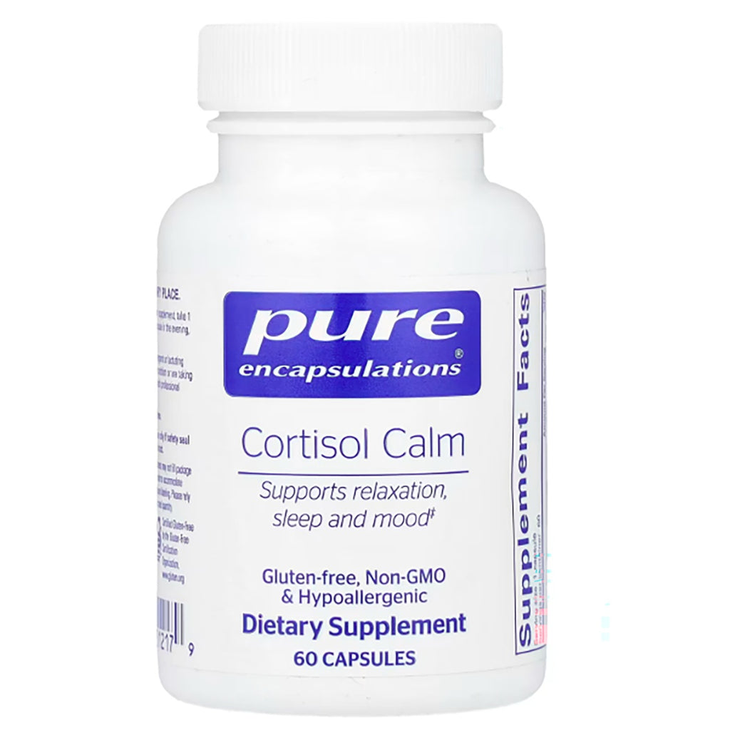PRN163 | Pure Encapsulations Cortisol Calm white supplement bottle with front label showing 60 CAPSULES - Thumbnail