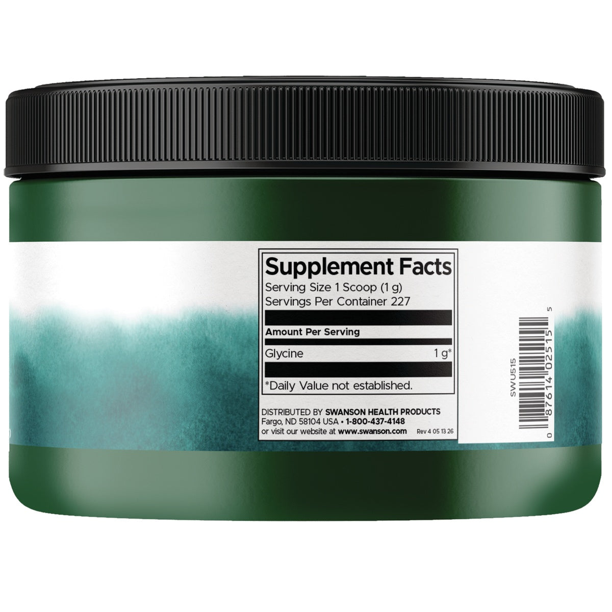 SWU515 | Back label with supplement facts and serving information