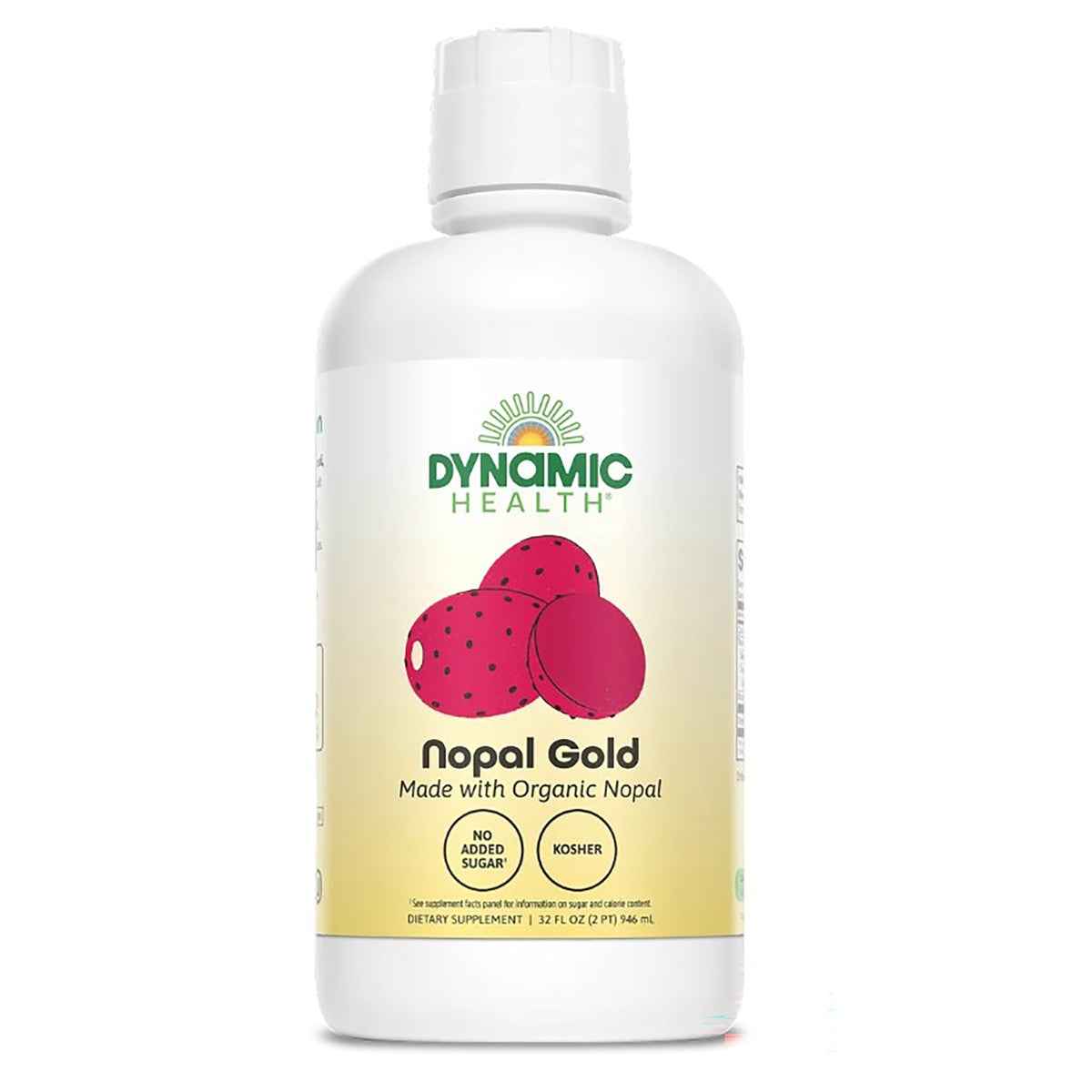 DYH027 | Dynamic Health Nopal Gold bottle, certified organic nopal 100% juice 32 fl oz