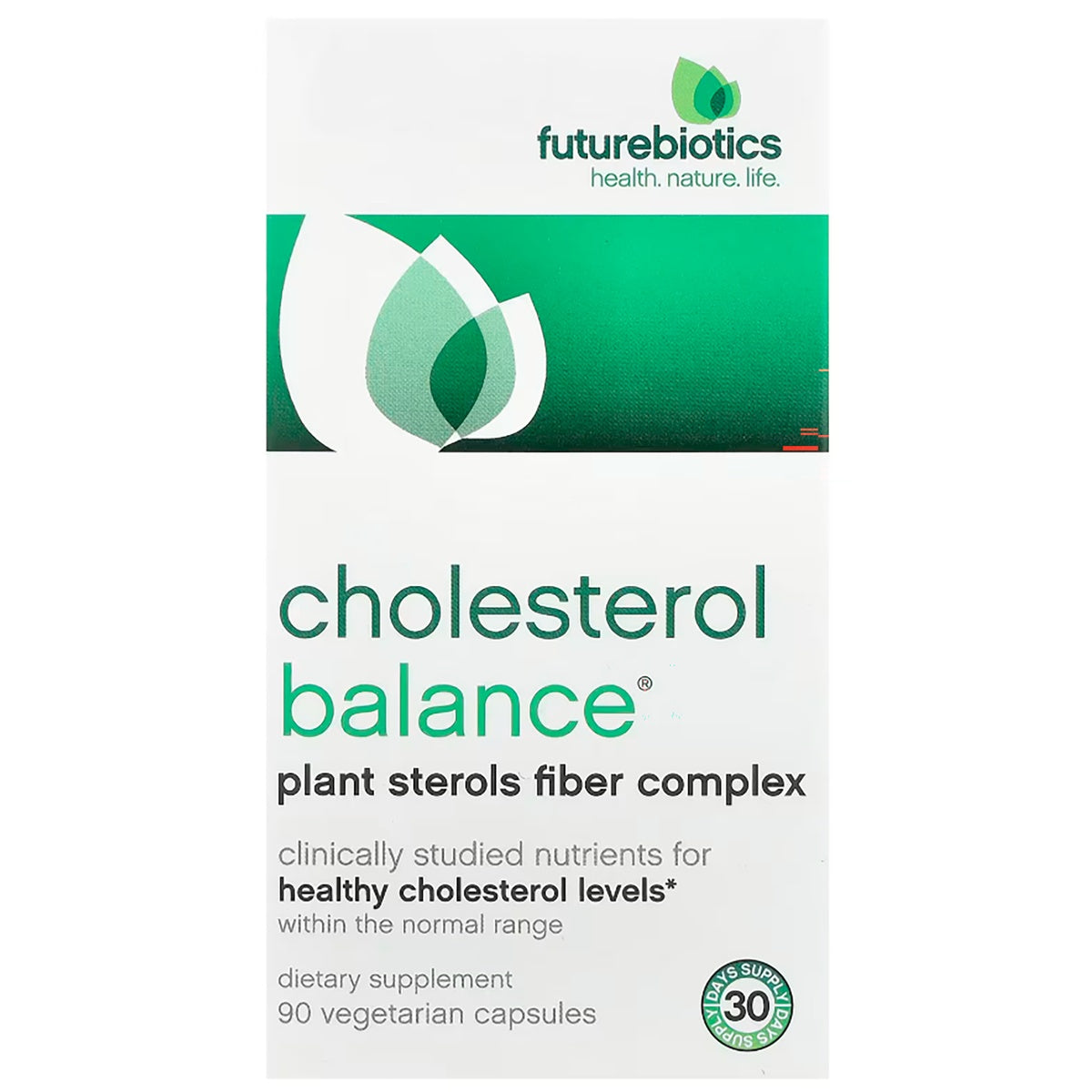 FB028 | Futurebiotics Cholesterol Balance front panel labeled cholestatin fiber complex, 90 vegetarian capsules