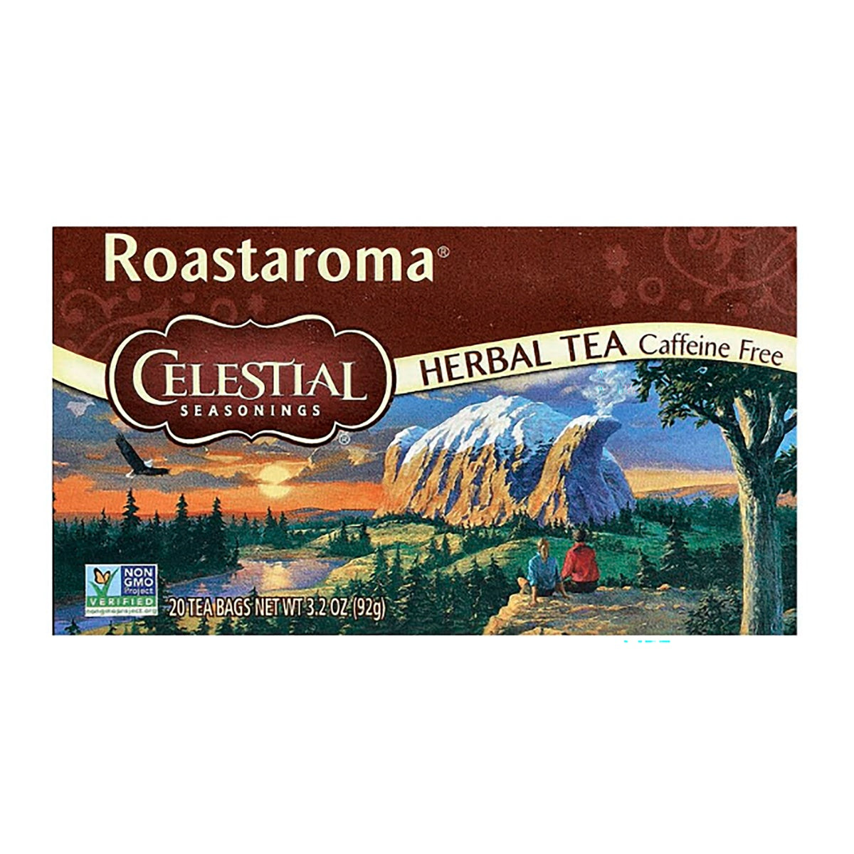 CEL007 | Celestial Seasonings Roastaroma caffeine free herbal tea box showing front packaging with mountain illustration
