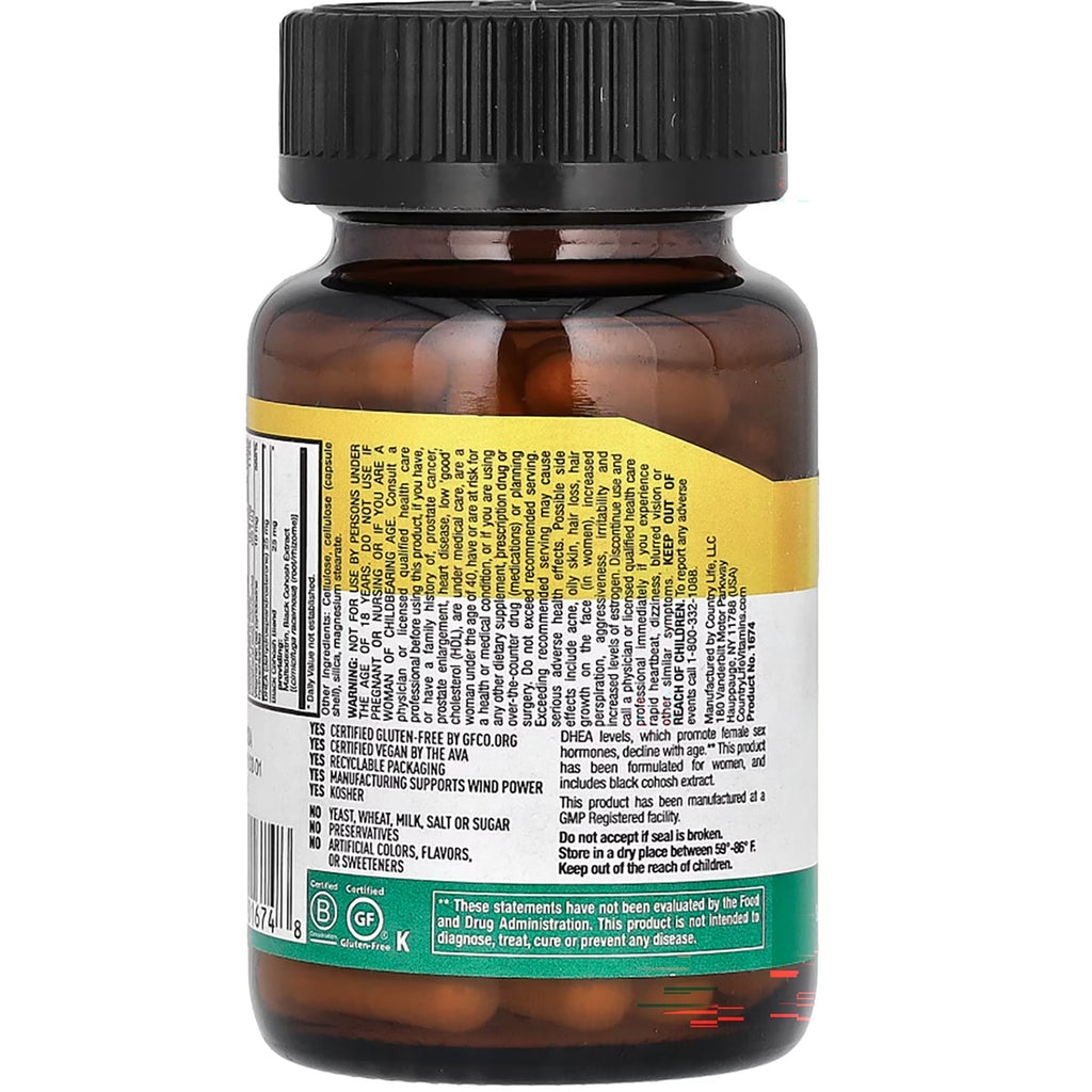 CRL564 | Back view of amber supplement bottle with yellow and green label, showing product information and warnings - Thumbnail