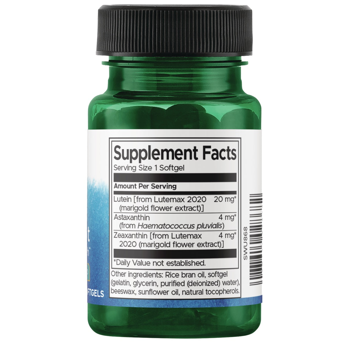 SWU868 | Back label with supplement facts and serving information