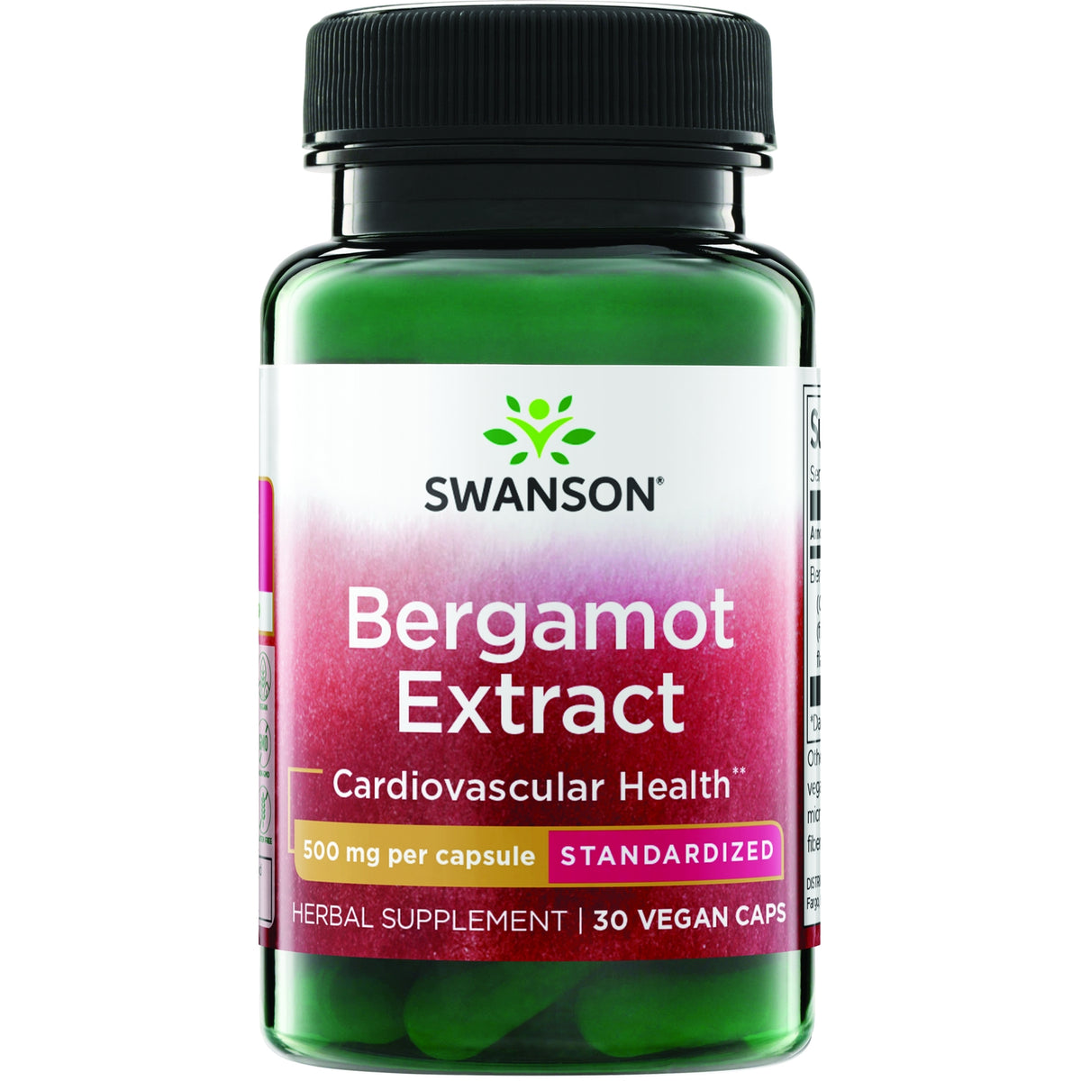 SWH260 | Swanson Bergamot Extract supplement bottle, 500 mg per capsule, 30 veggie caps