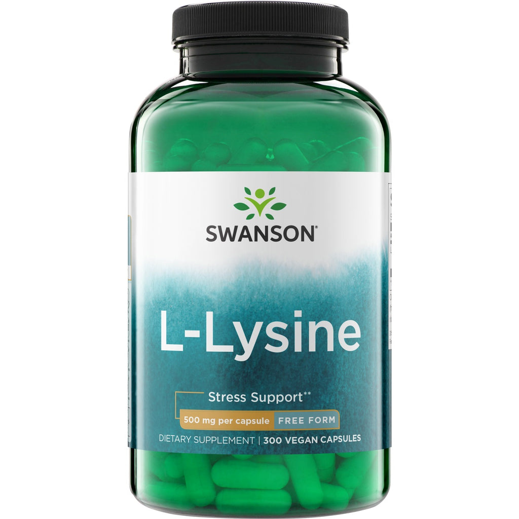 SW269 | Swanson L-Lysine, Stress Support, 500 mg per capsule, Free Form, 300 capsules, front of bottle - Thumbnail