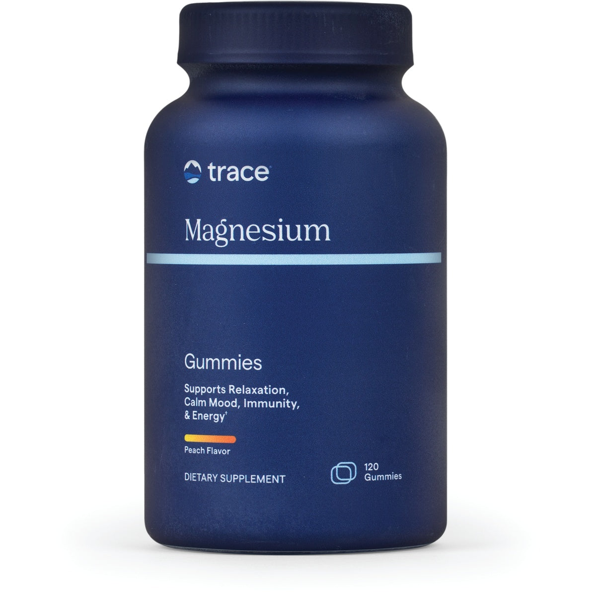TM138 | Trace Magnesium Gummies bottle, peach flavor, dietary supplement, 120 gummies