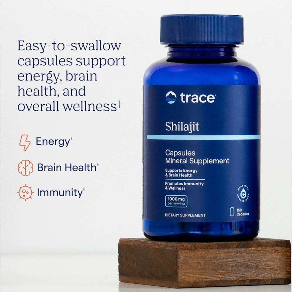 TM156 | Trace Shilajit Capsules bottle with energy, brain health, and immunity claims - Thumbnail