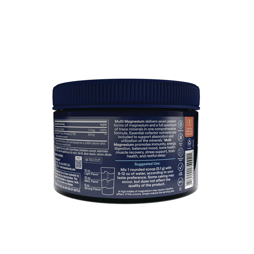 TM176 | Multi Magnesium powder jar with usage instructions and supplement facts - Thumbnail
