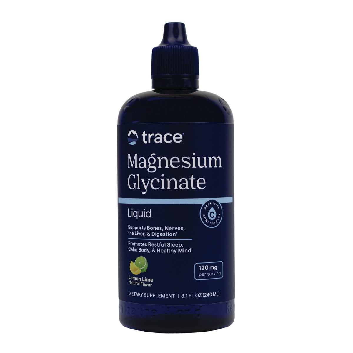 TM178 | Trace Magnesium Glycinate Liquid supplement, lemon lime flavor, 120 mg per serving