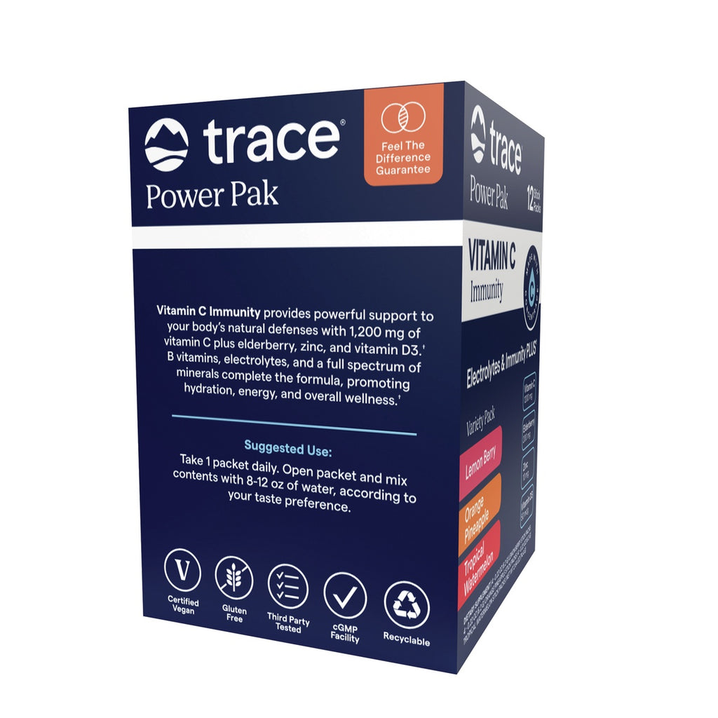 TM181 | Trace Power Pak Vitamin C Immunity variety pack box with certified vegan and recyclable icons - Thumbnail