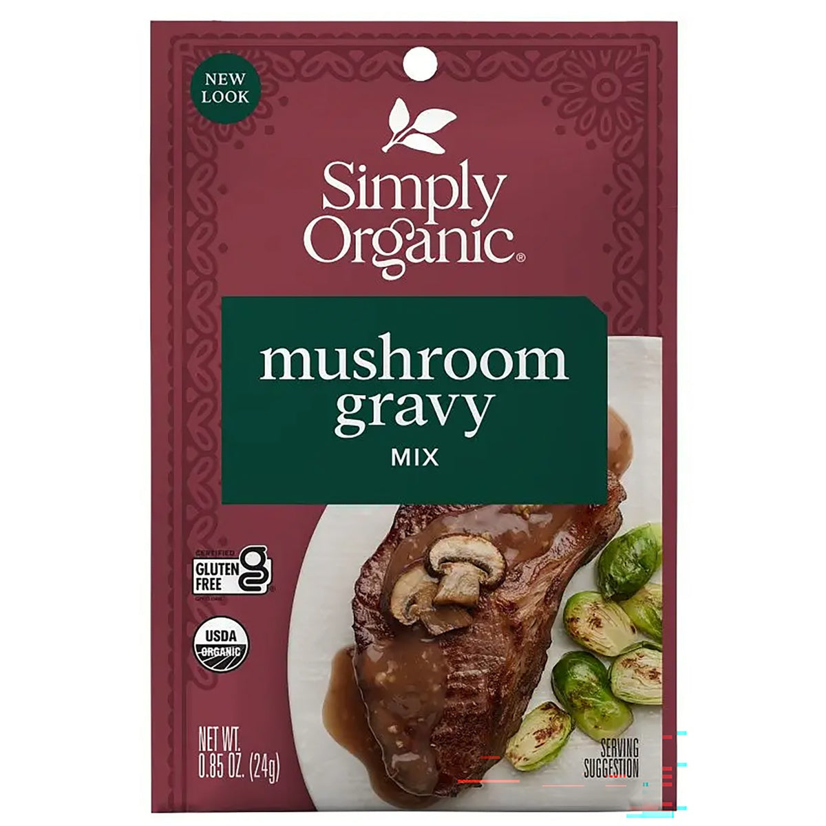 SMP050 | Simply Organic Mushroom Sauce Mix packet, 0.85 oz, USDA Organic and Certified Gluten Free