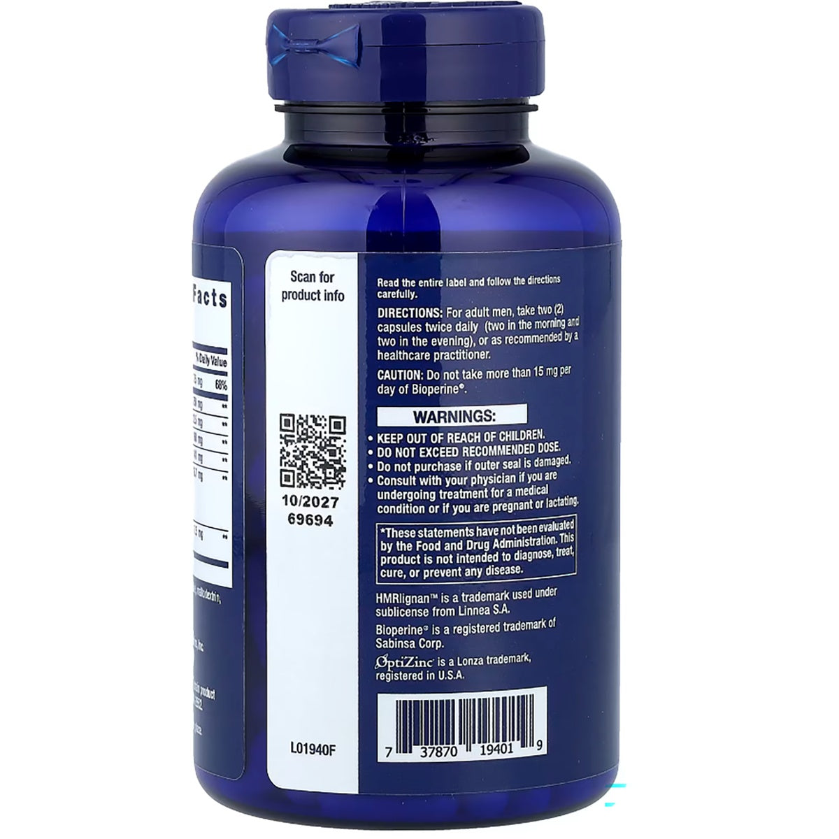 LE399 | Life Extension Super Miraforte bottle front label, 120 vegetarian capsules, helps maintain healthy testosterone levels