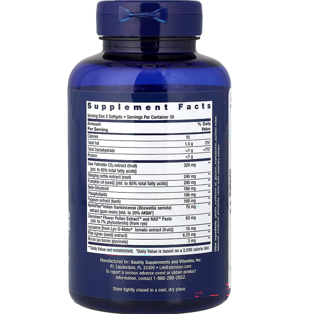 LE441 | Back label of Life Extension supplement bottle with Supplement Facts and ingredients - Thumbnail