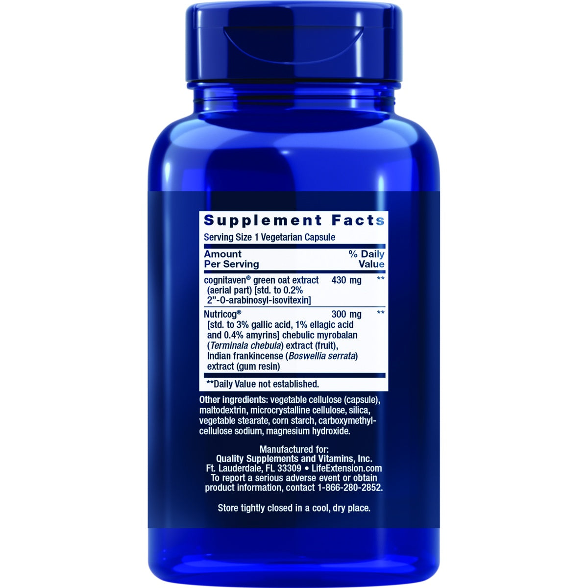LE601 | Supplement Facts panel for a vegetarian capsule with ingredients and directions