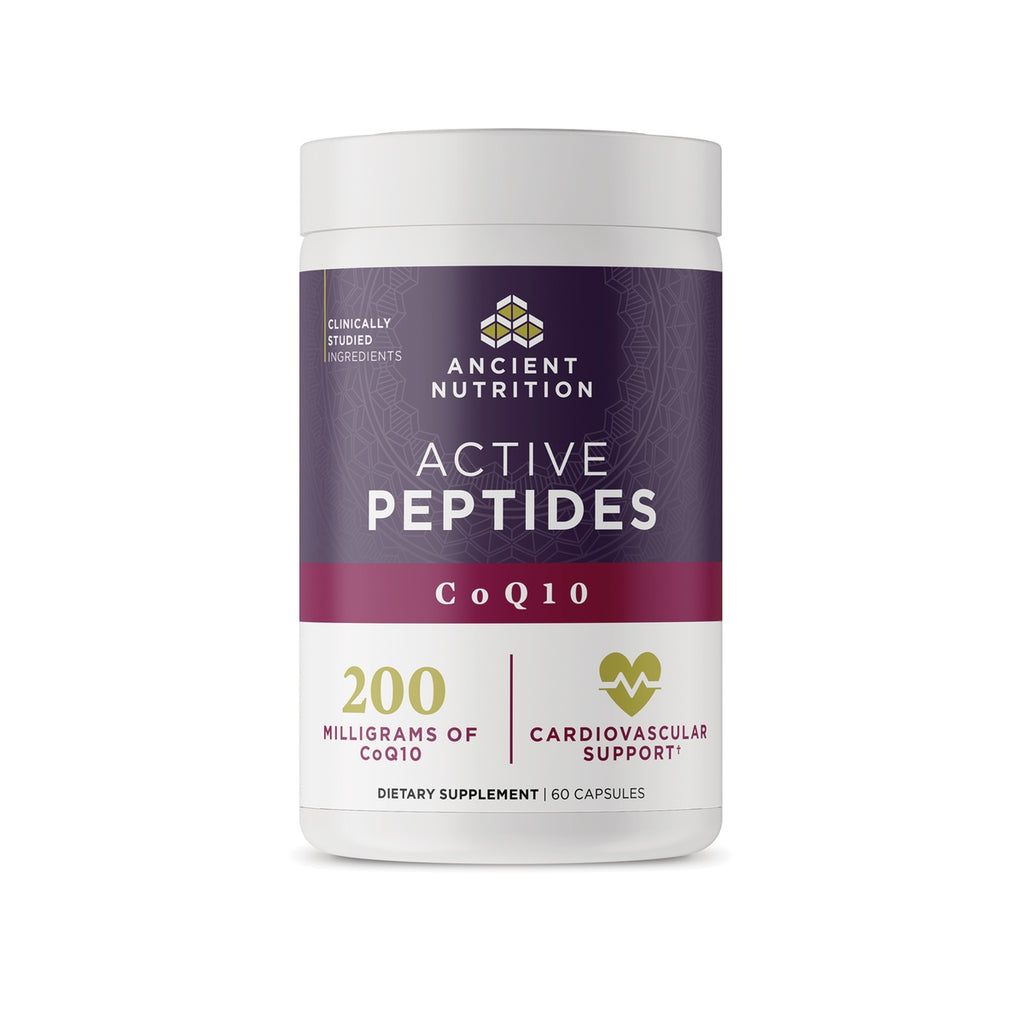 ATN155 | Ancient Nutrition Active Peptides CoQ10 supplement bottle, 200 milligrams, 60 capsules - Thumbnail