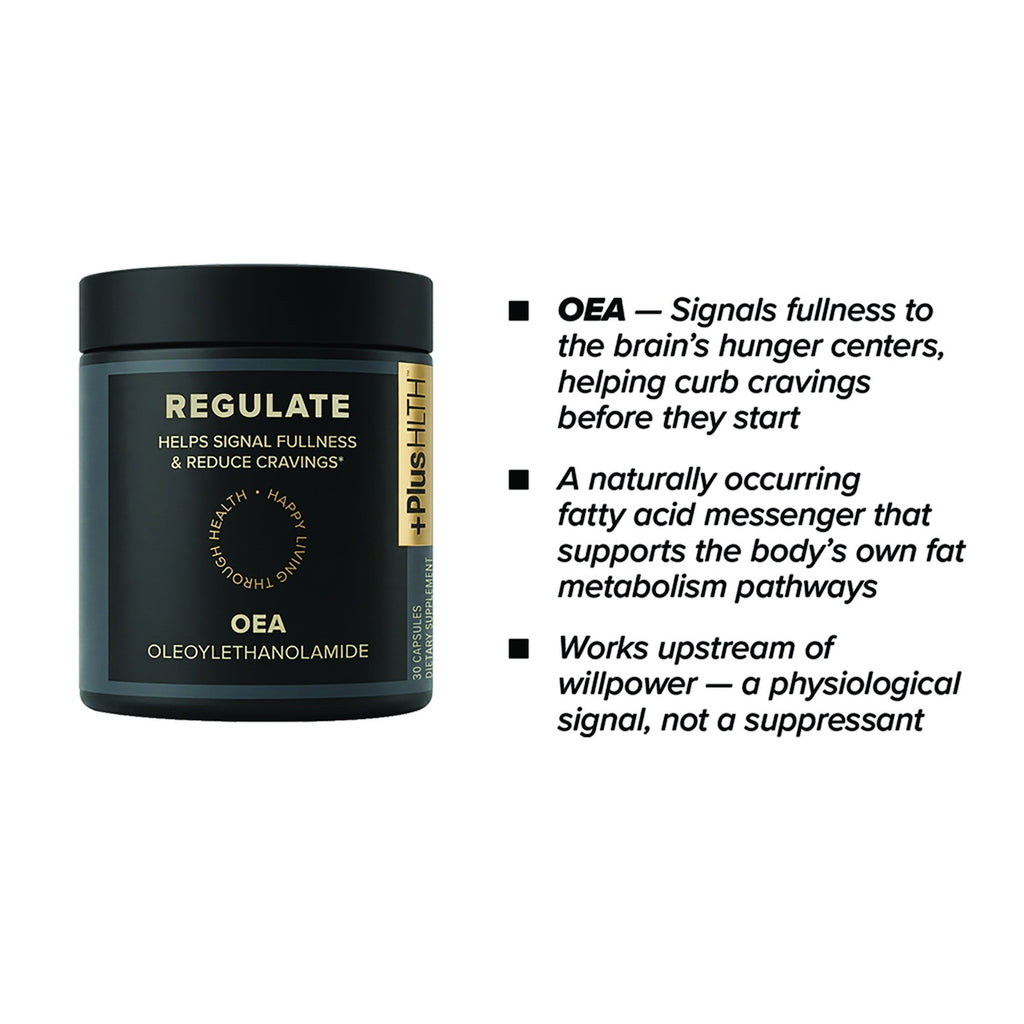 CV060 | Regulate OEA dietary supplement jar with fullness and craving support infographic - Thumbnail