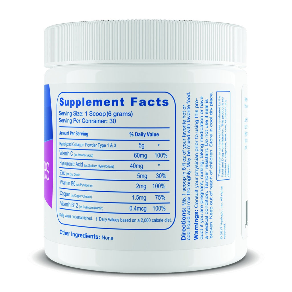 HYL017 | Supplement Facts panel for a collagen powder jar with directions, warnings, and ingredients - Thumbnail