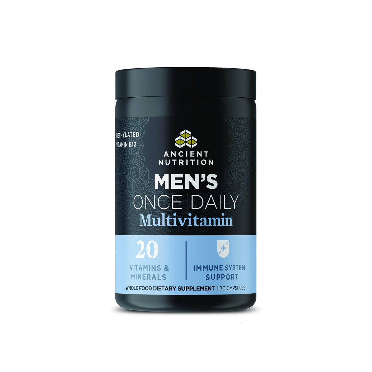 ATN056 | Bottle front labeled Men's Once Daily Multivitamin whole food dietary supplement 30 capsules