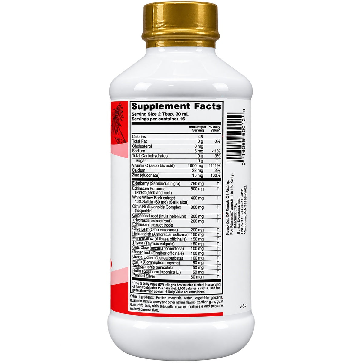 BTR043 | Supplement facts panel on a bottle with serving size, ingredients, and barcode