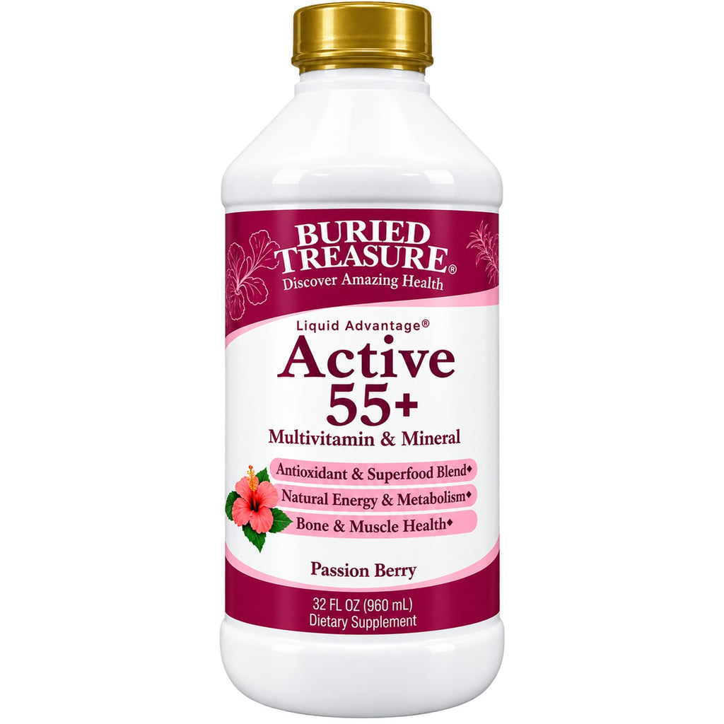 BTR004 | Buried Treasure Active 55 liquid dietary supplement bottle, 33 fl oz, vitamins, minerals, herbs, antioxidants - Thumbnail