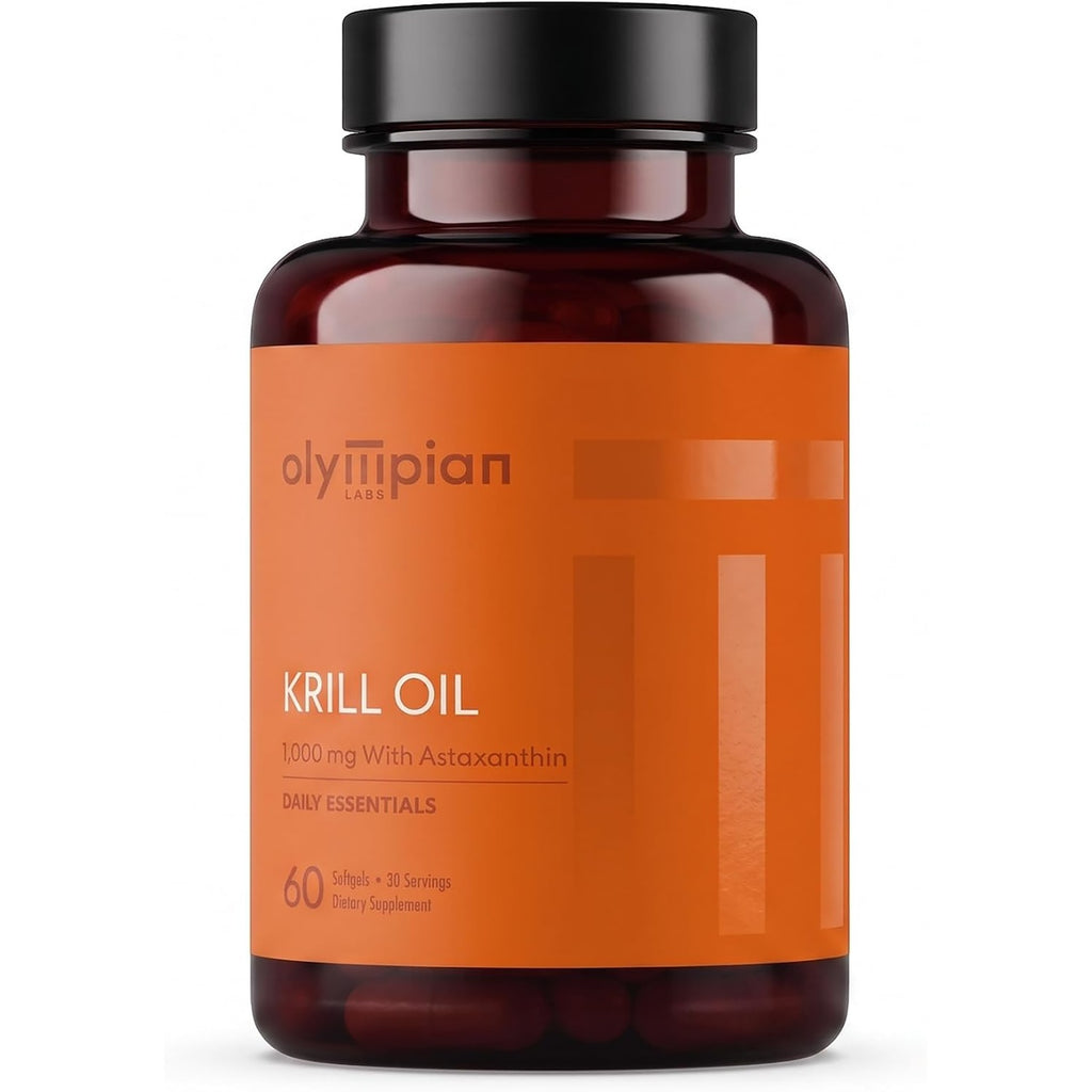 OL026 | Bottle of KRILL OIL 1000 mg per serving supplement by Olympian Labs front view - Thumbnail