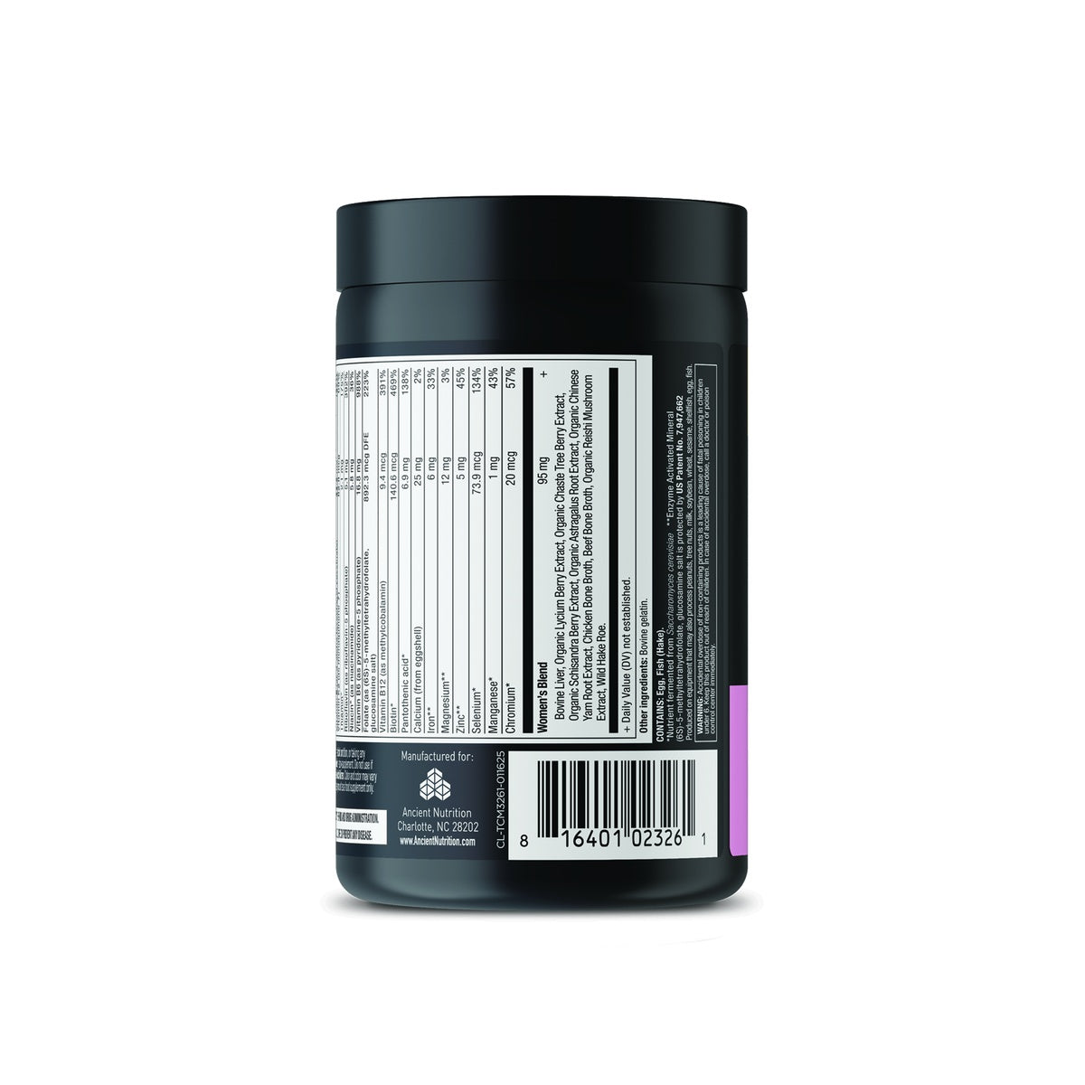 ATN058 | Back of bottle continuing to show supplement facts