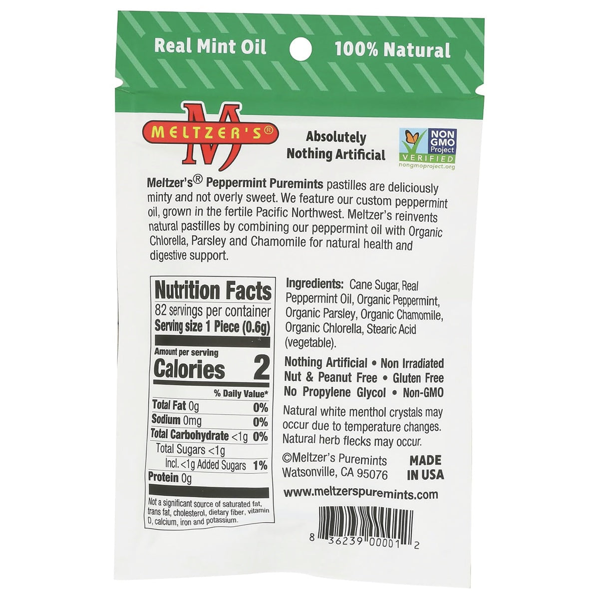 MLZ004 | Back of package with nutrition facts