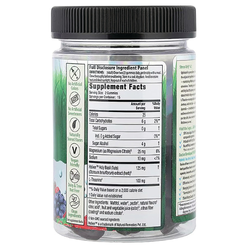 IR306 | back of clear gummy jar showing Supplement Facts panel, ingredient icons, and nutrition facts - Thumbnail