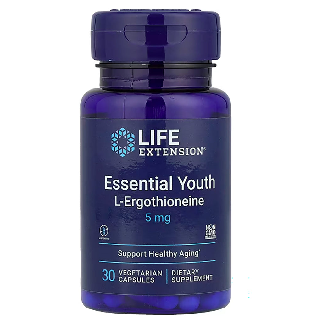 LE582 | Life Extension Essential Youth L-Ergothioneine 5 mg bottle, 30 vegetarian capsules dietary supplement - Thumbnail