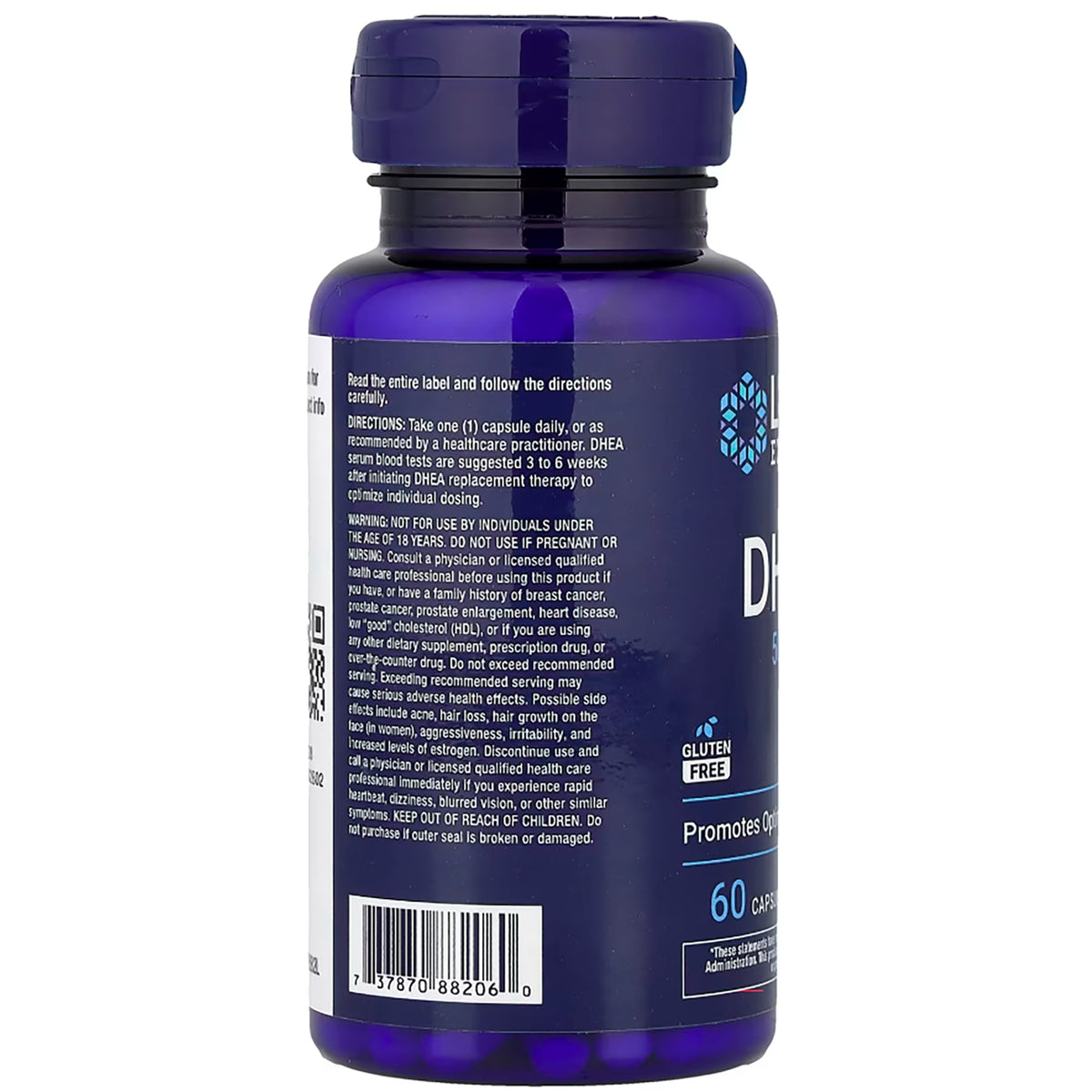 LE133 | Back of purple supplement bottle showing label text, warnings and barcode