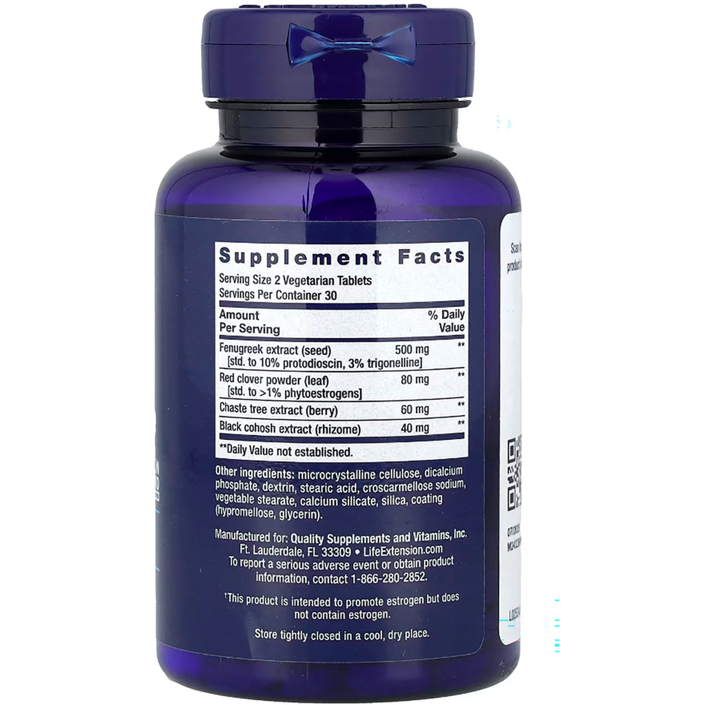 LE597 | back label of blue supplement bottle showing Supplement Facts panel and ingredient list - Thumbnail