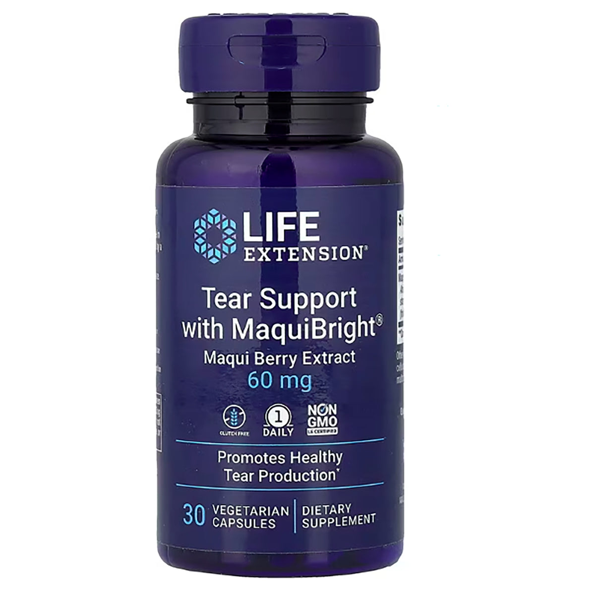 LE357 | Life Extension Tear Support bottle, MaquiBright maqui berry extract 60 mg, 30 vegetarian capsules